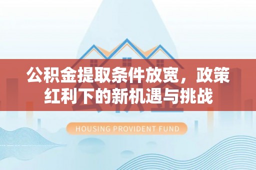 瑞穗公积金提取条件放宽，政策红利下的新机遇与挑战
