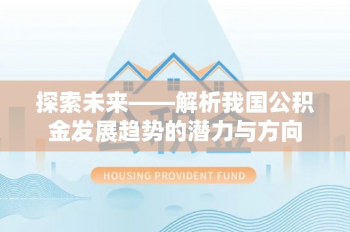 瑞穗探索未来——解析我国公积金发展趋势的潜力与方向
