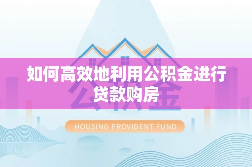 瑞穗如何高效地利用公积金进行贷款购房